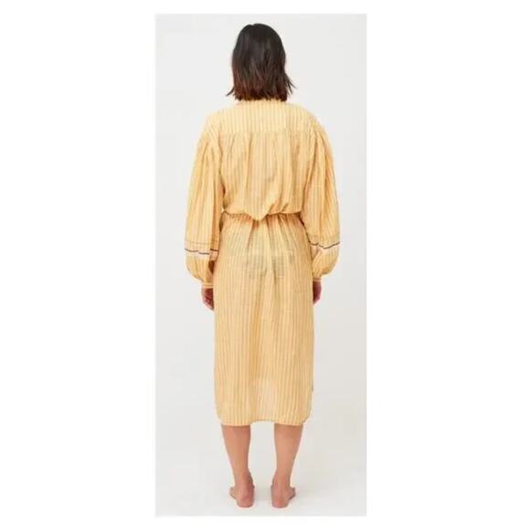 NWT ULLA JOHNSON Rabea striped cotton midi dress Size 8 - Picture 4 of 11